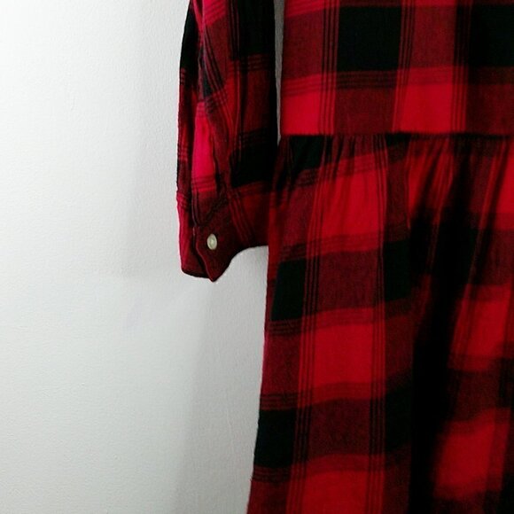 Gap - Red/Black Plaid Flannel Mini Dress - SP - Picture 4 of 7